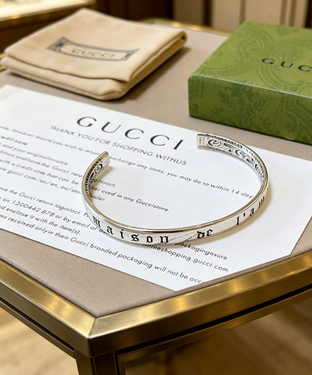 Gucci Anger Forest Interlocking G Antique Silver-Tone Silver-Tone Antiqued Bangle - album image 7