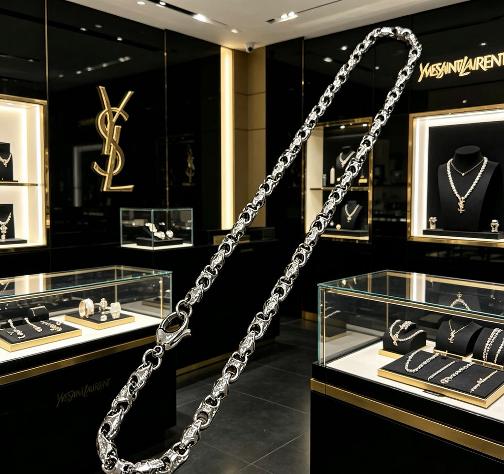 Saint Laurent Silver-Tone Fine Oval-Link Necklace - album image 8