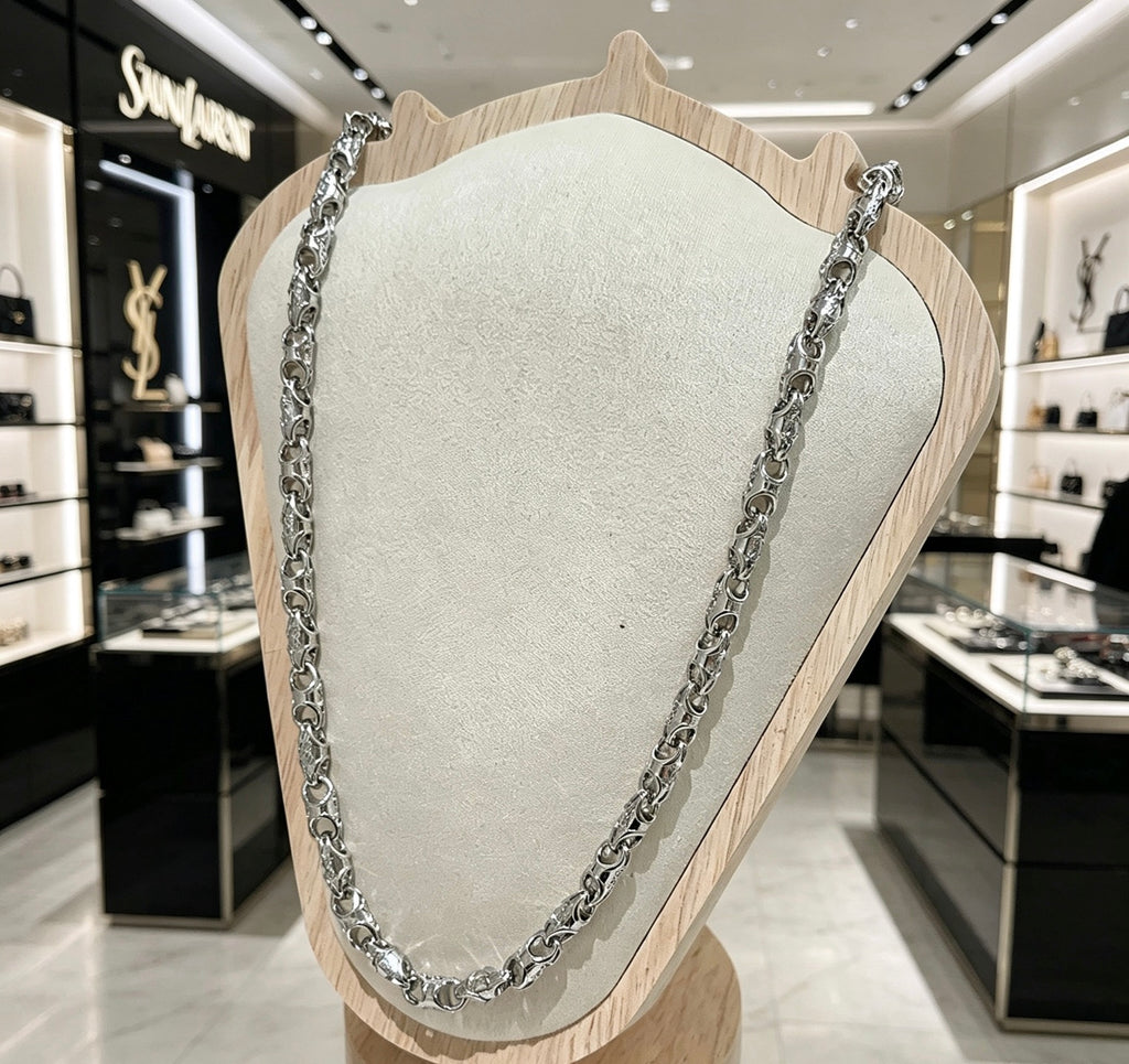 Saint Laurent Silver-Tone Fine Oval-Link Necklace - album image 9