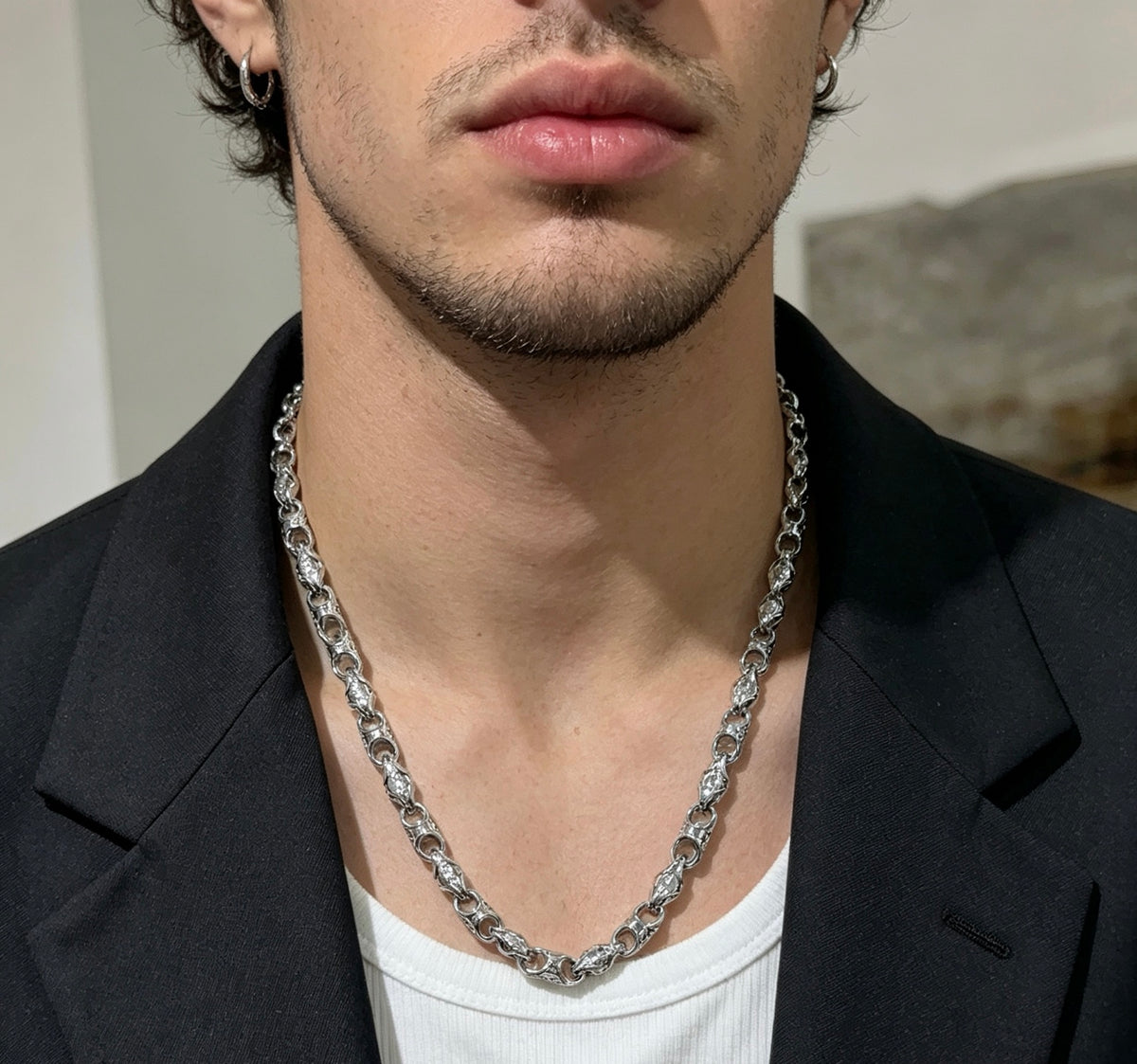 Saint Laurent Silver-Tone Fine Oval-Link Necklace - album image 3