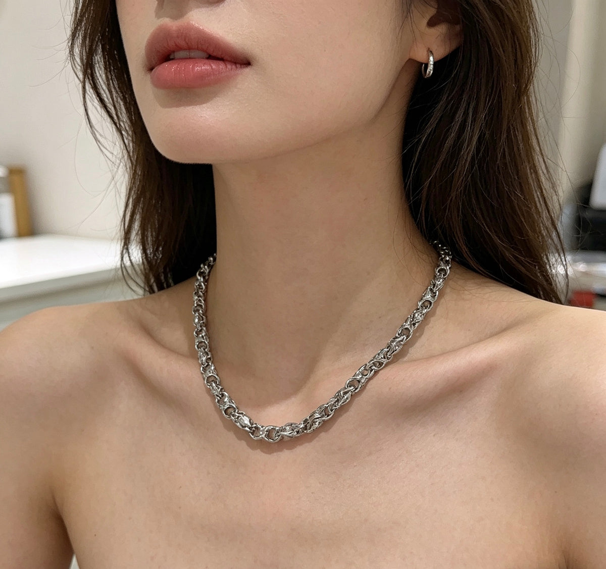 Saint Laurent Silver-Tone Fine Oval-Link Necklace - album image 7