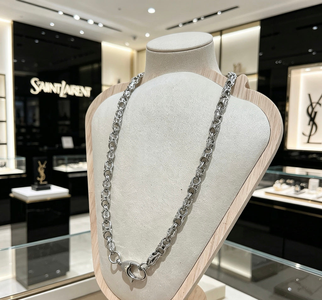 Saint Laurent Silver-Tone Fine Oval-Link Necklace - album image 4
