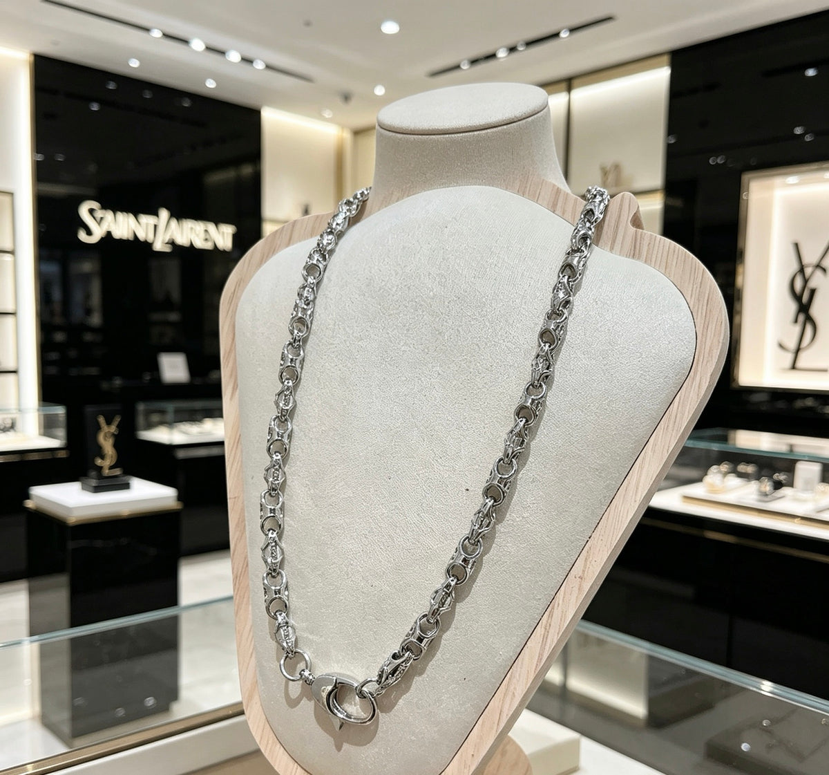 Saint Laurent Silver-Tone Fine Oval-Link Necklace - album image 4