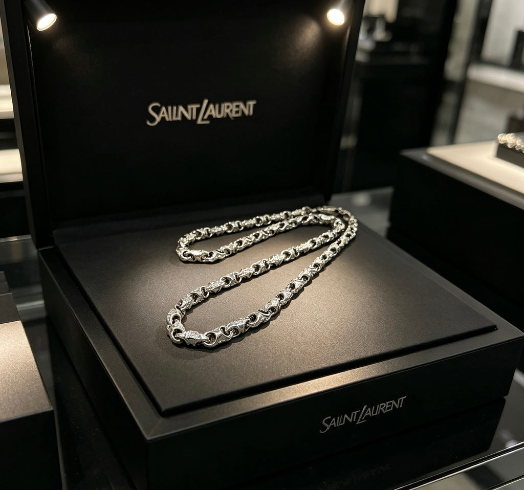Saint Laurent Silver-Tone Fine Oval-Link Necklace - album image 1