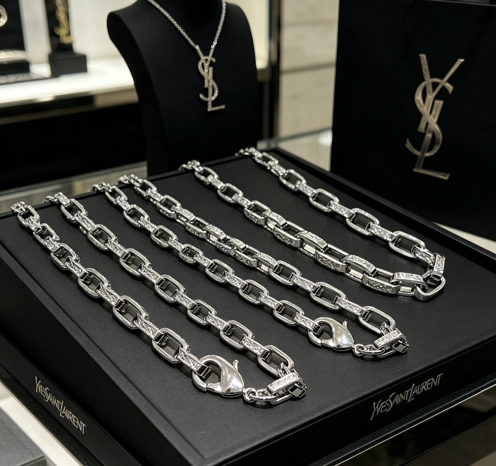 Saint Laurent Silver-Tone Oval-Link Chain Necklace - album image 2