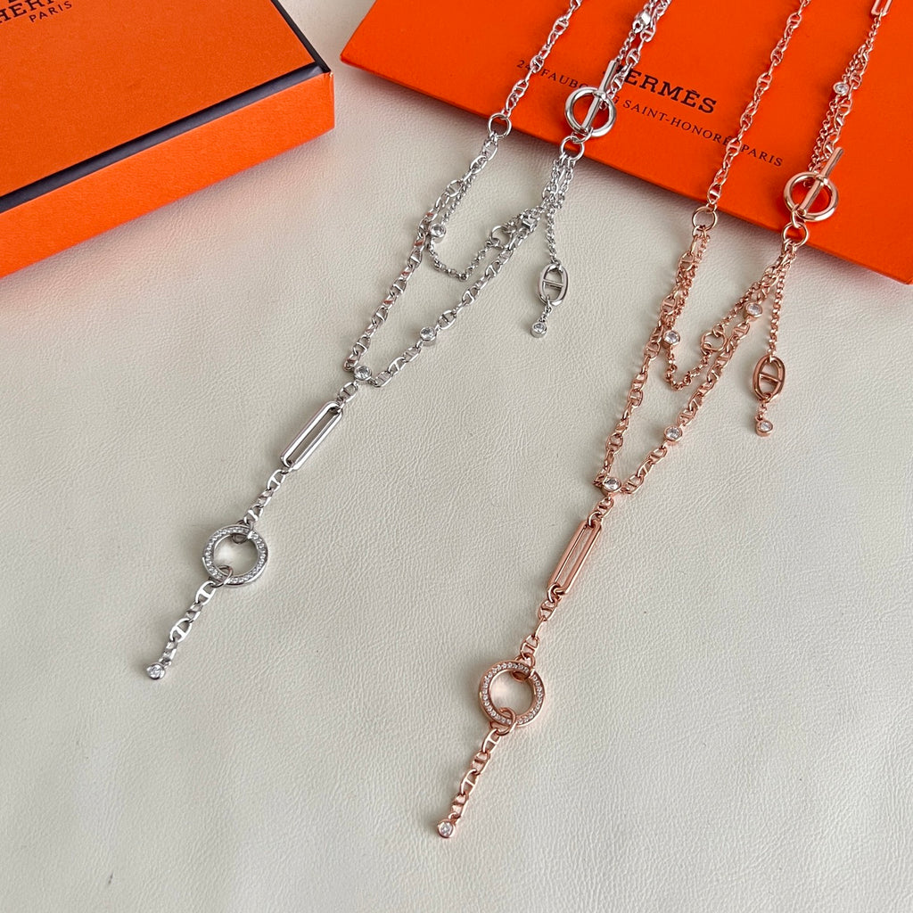 Hermès Rose Gold-Tone Layered Anchor Pendant Necklace - album image 6