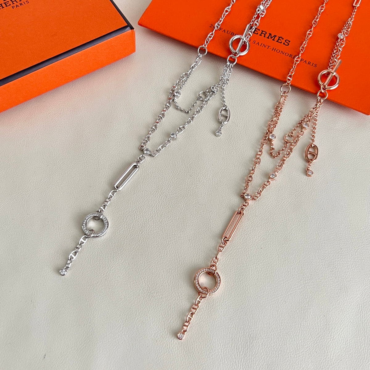 Hermès Rose Gold-Tone Layered Anchor Pendant Necklace - album image 6