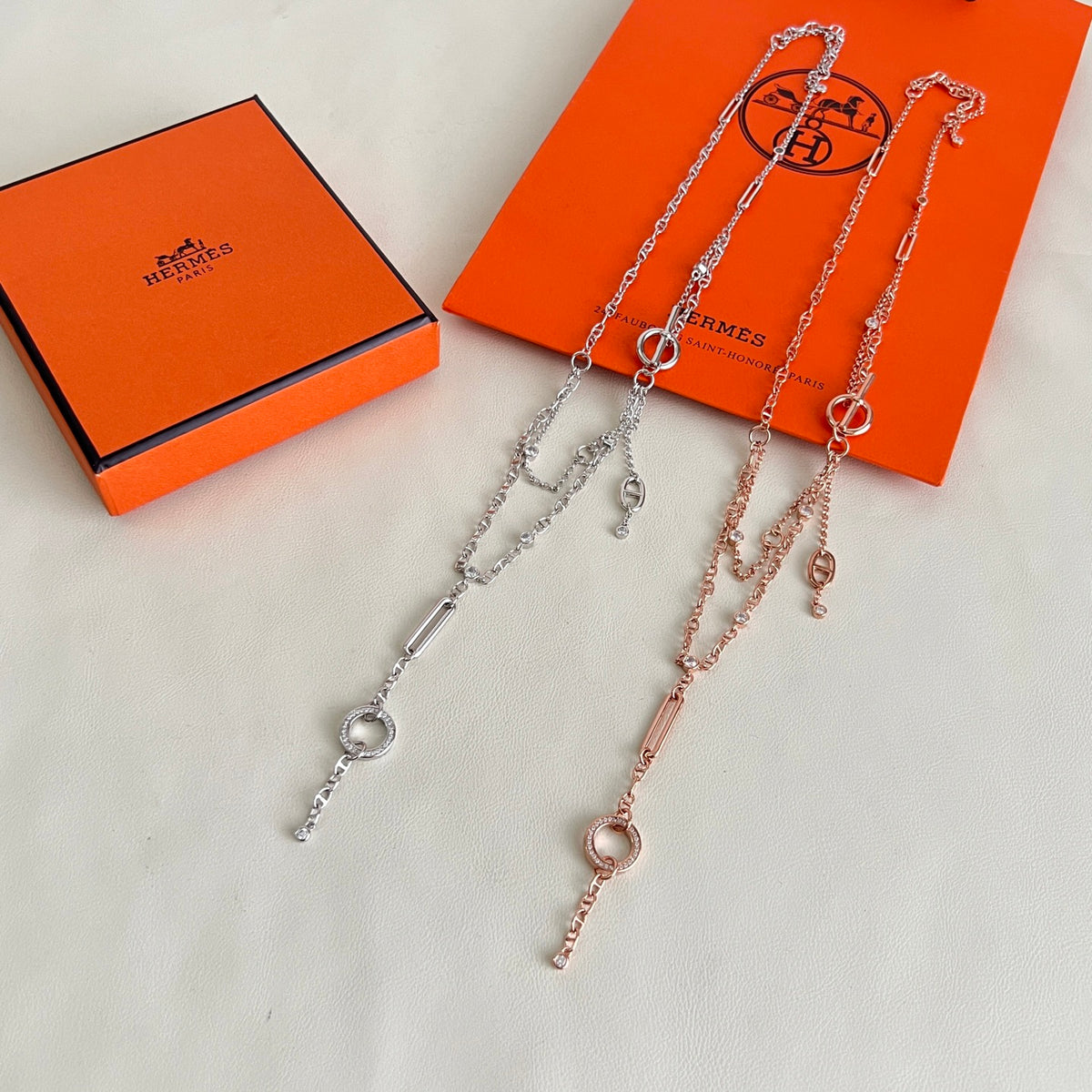 Hermès Rose Gold-Tone Layered Anchor Pendant Necklace - album image 3