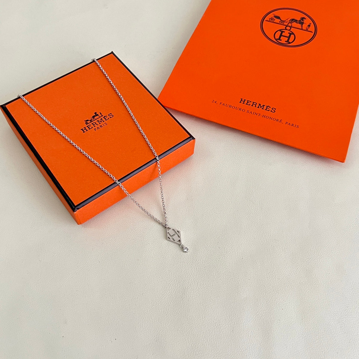 Hermès Silver-Tone Long Anchor Pendant Necklace - album image 1