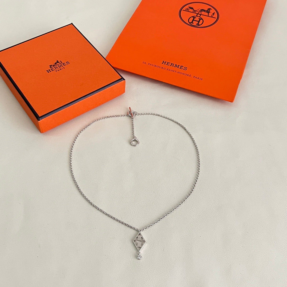 Hermès Silver-Tone Long Anchor Pendant Necklace - album image 2