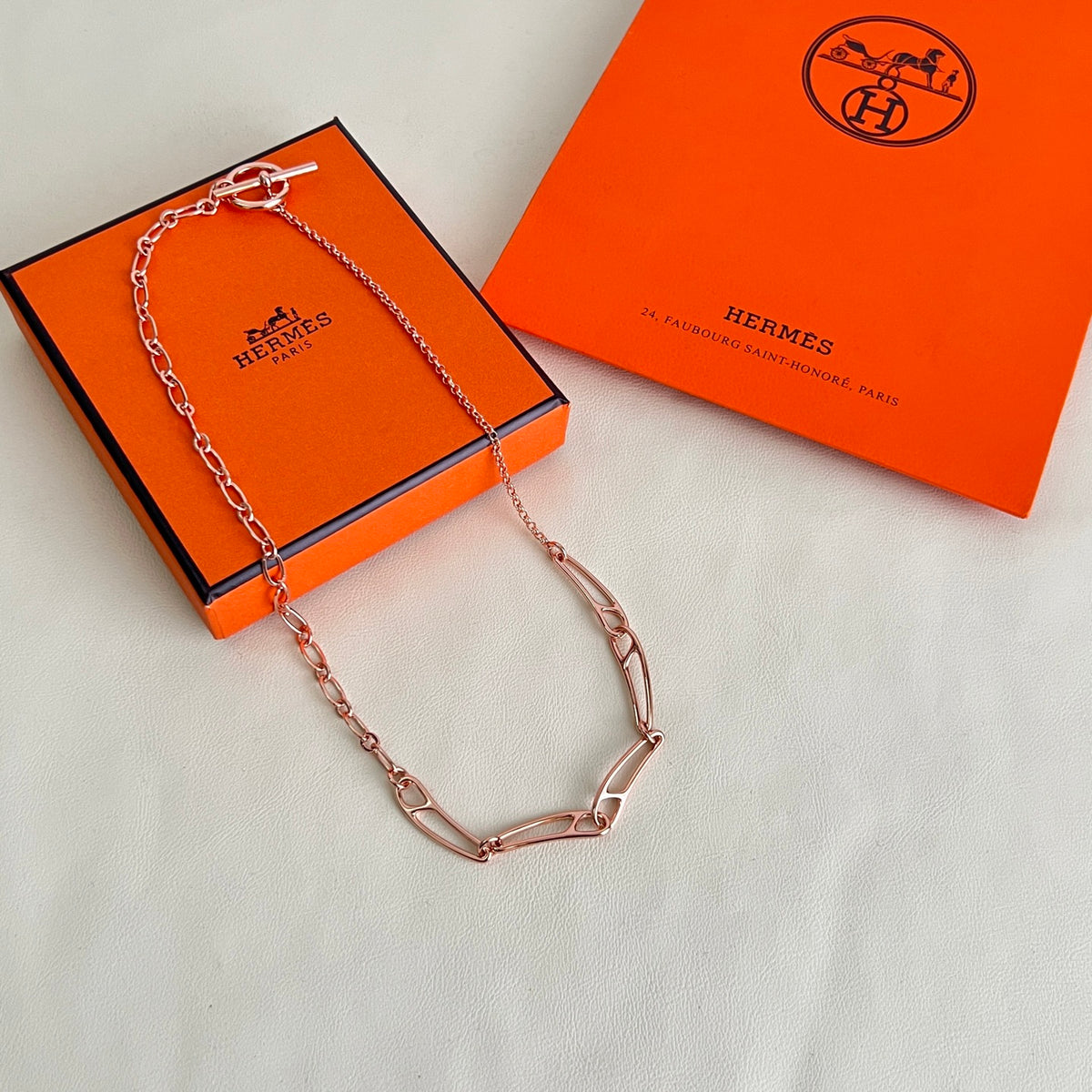 Hermès Rose Gold-Tone Link Chain Necklace - album image 1