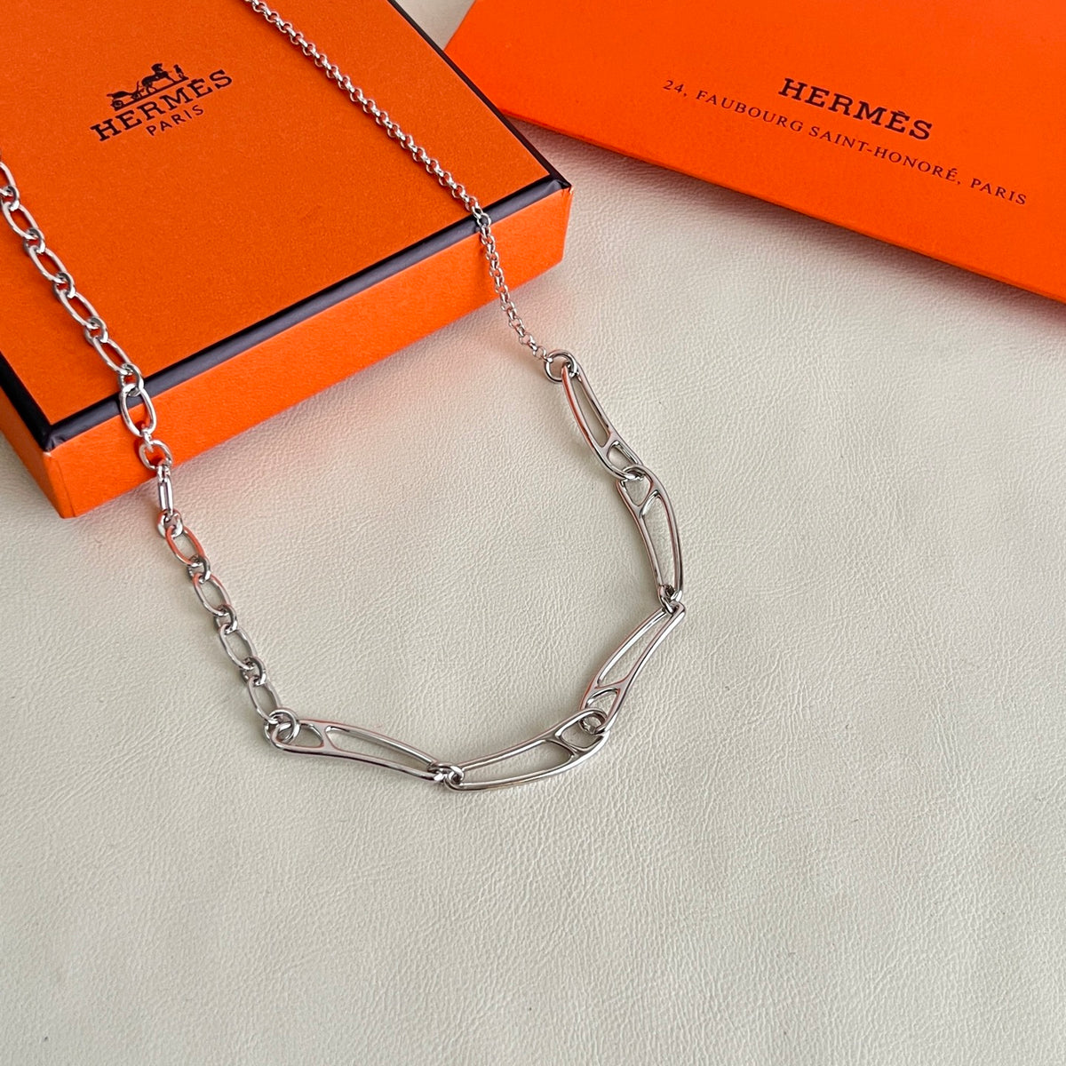 Hermès Silver-Tone Anchor-Link Chain Necklace - album image 6
