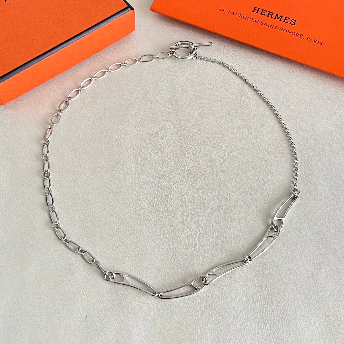 Hermès Silver-Tone Anchor-Link Chain Necklace - album image 8