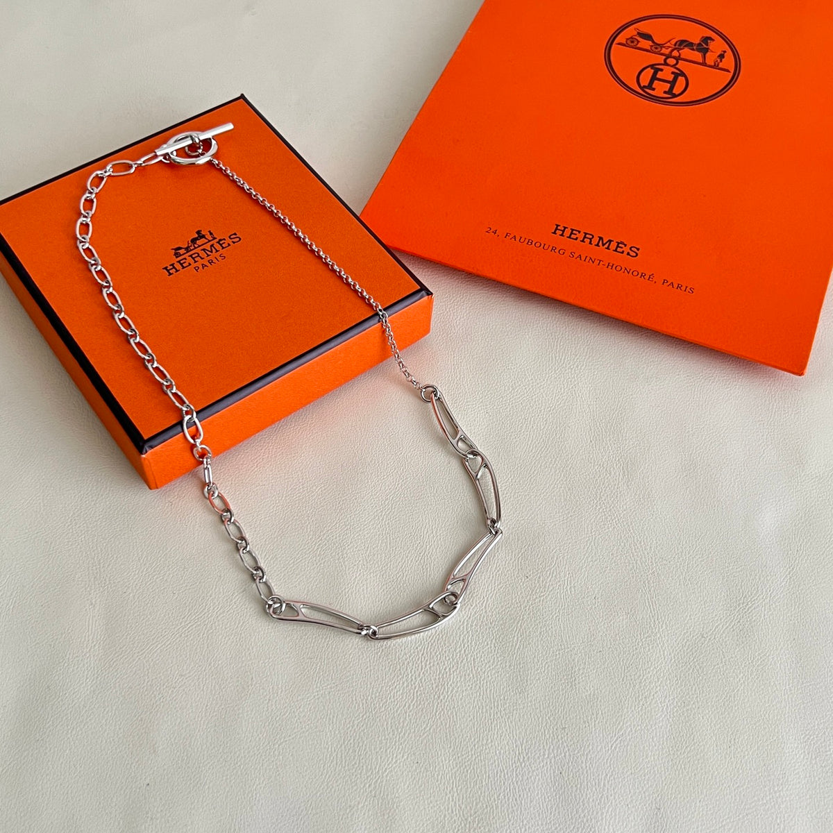 Hermès Silver-Tone Anchor-Link Chain Necklace - album image 4