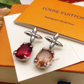 Louis Vuitton Red Multicolor Crystal Accent Earrings - album image 1