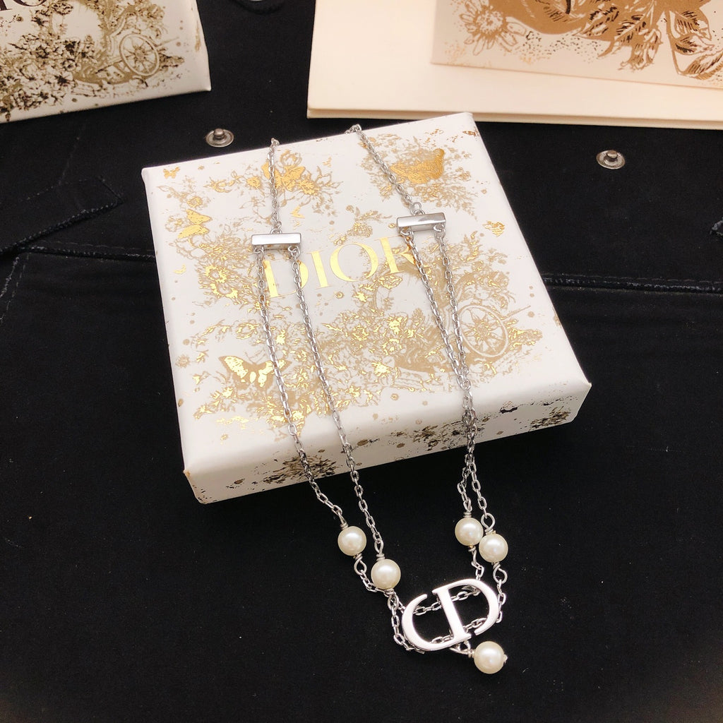 Dior Silver-Tone Floral CD Necklace - product image 1