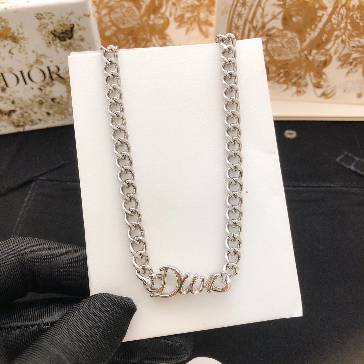 Dior Silver-Tone Letter Curb Necklace - product image 5