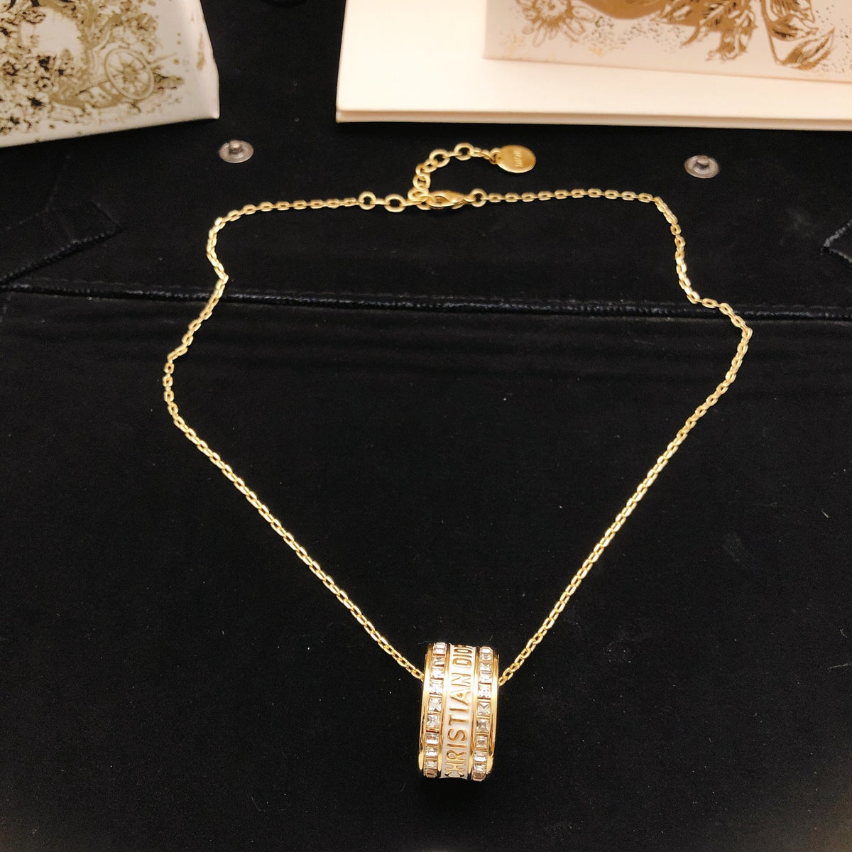 Dior Ribbed Barrel Pendant Necklace - product image 3