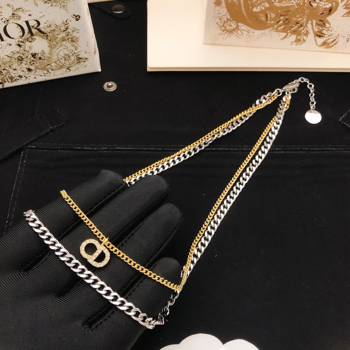Dior Two-Tone Layered CD Chain Necklace - product image 4