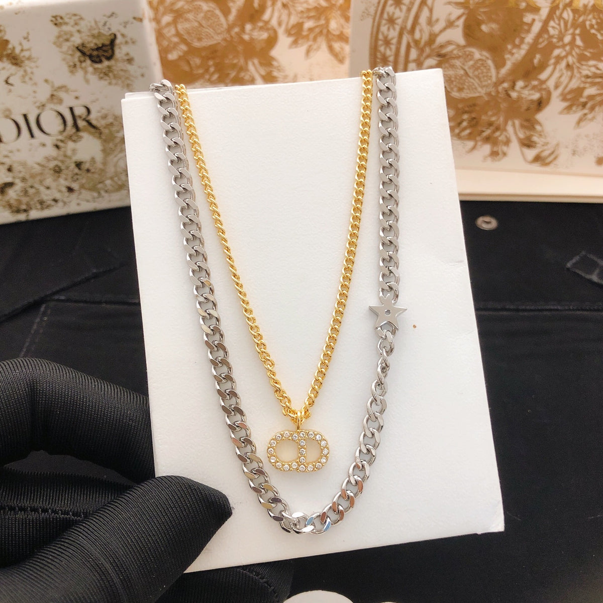 Dior Two-Tone Layered CD Chain Necklace - product image 5
