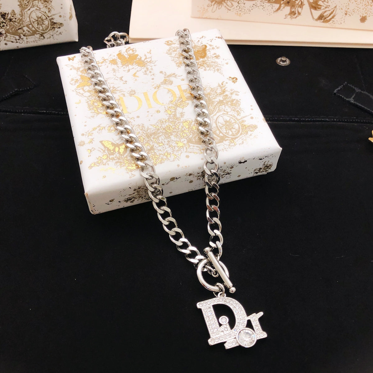 Dior Silver-Tone Letter Charm Chain Necklace - product image 1