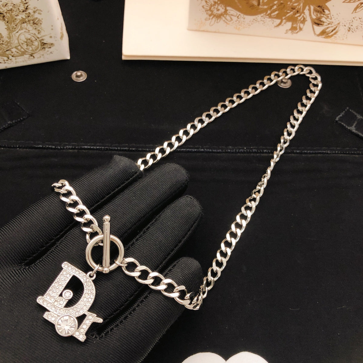 Dior Silver-Tone Letter Charm Chain Necklace - product image 4