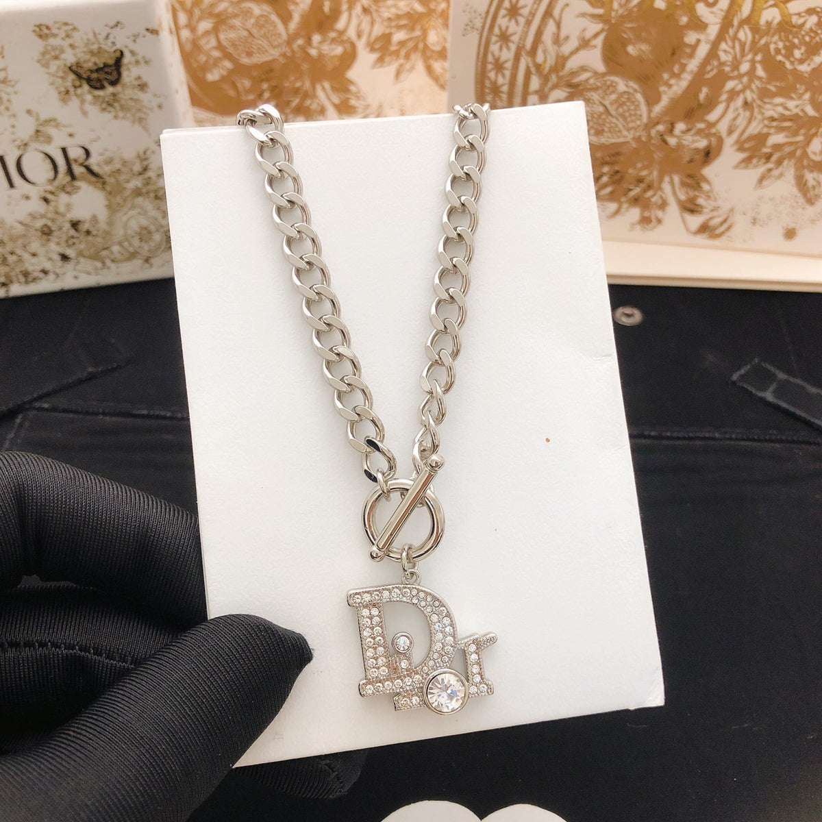 Dior Silver-Tone Letter Charm Chain Necklace - product image 5
