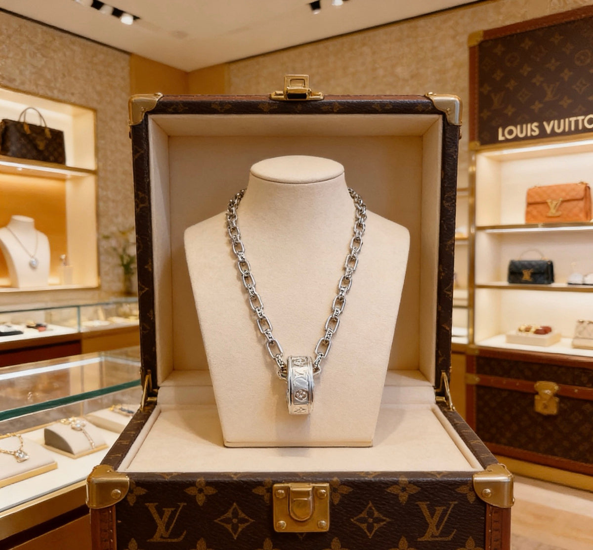 Louis Vuitton Silver-Tone Antiqued Chain Necklace - album image 2