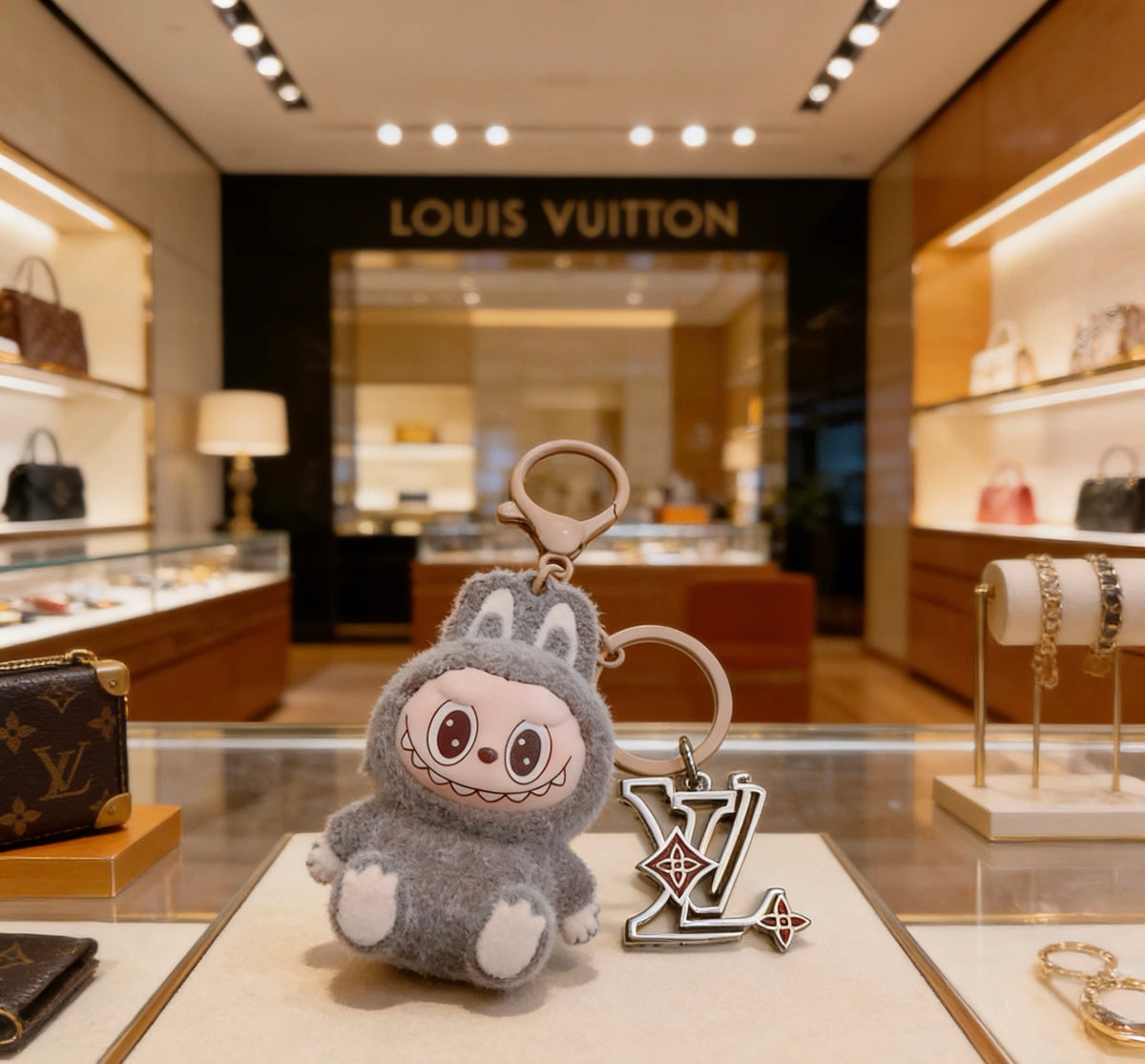 Louis Vuitton Gray Hooded Plush Character Bag Charm - album image 3