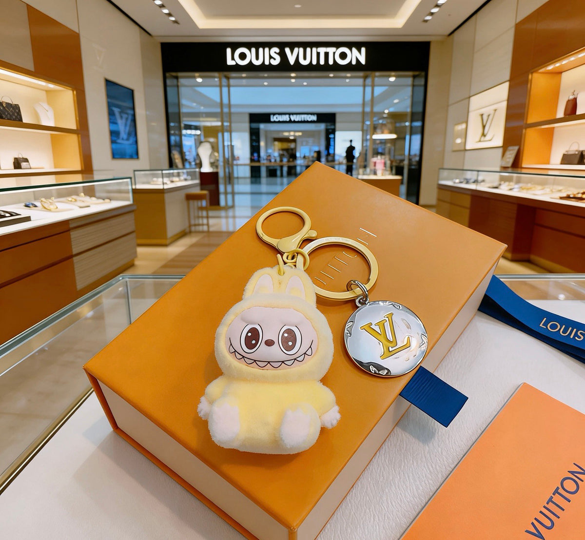 Louis Vuitton White Hooded Plush Character Bag Charm - album image 4