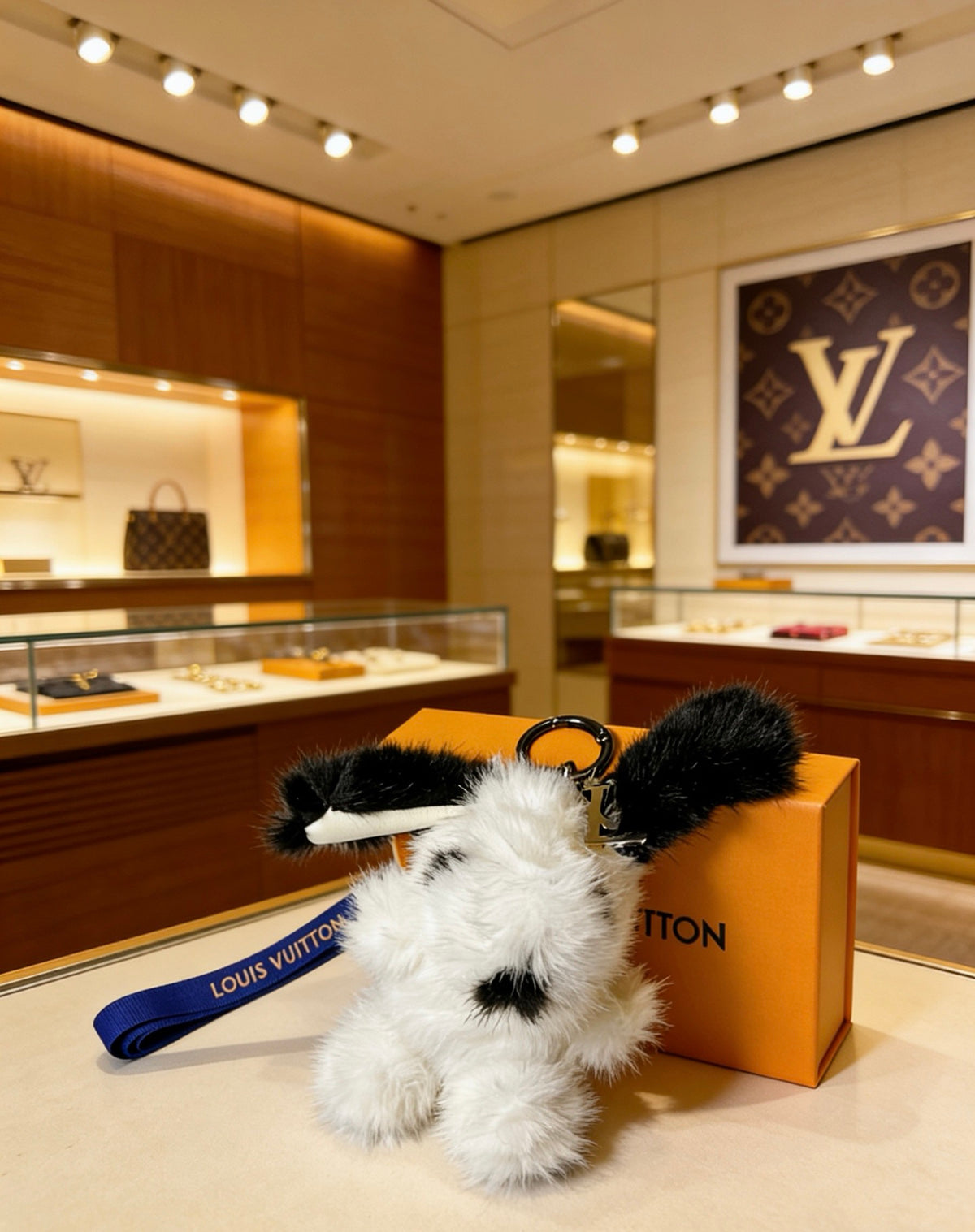 Louis Vuitton White Plush Animal Bag Charm - album image 3
