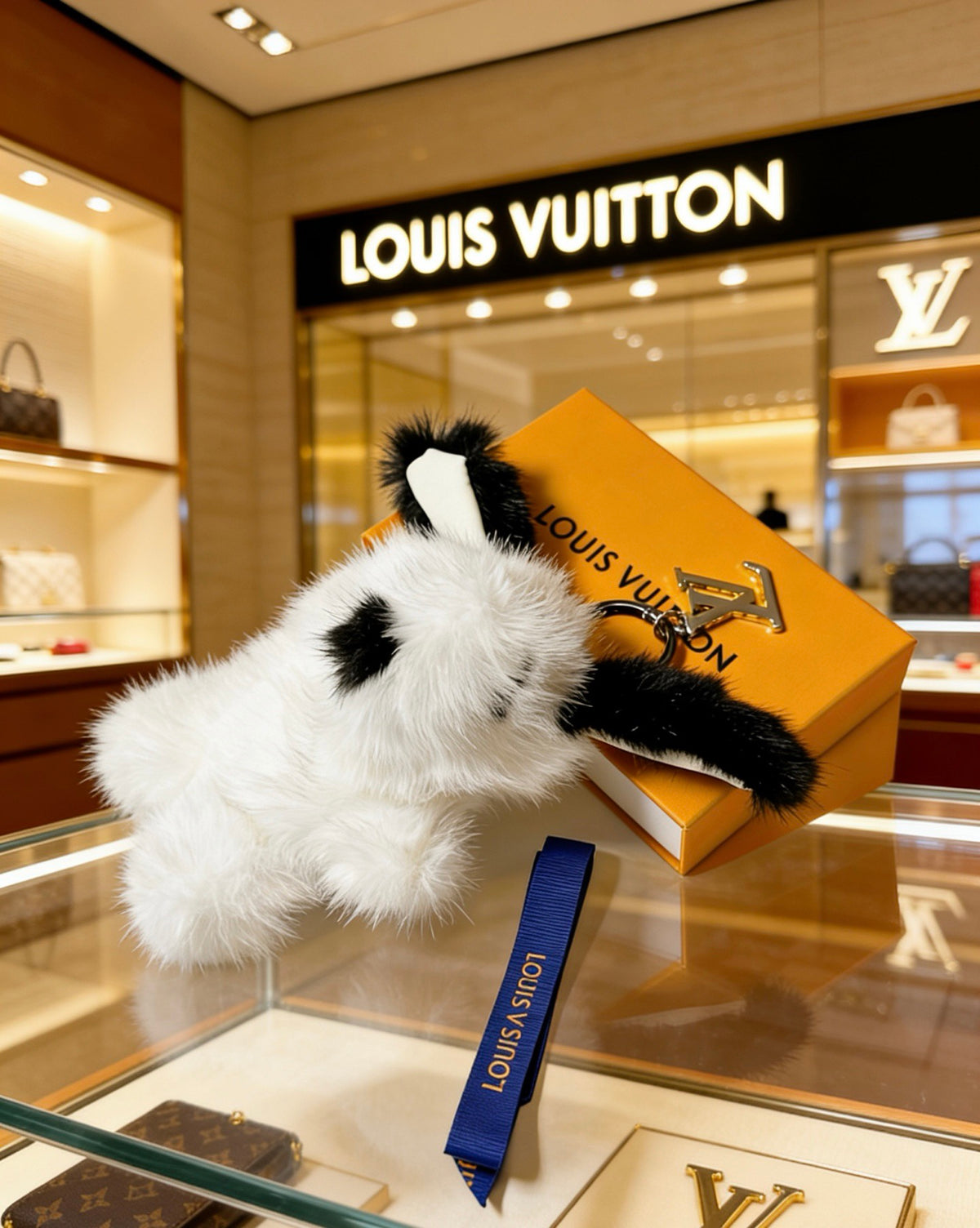 Louis Vuitton White Plush Animal Bag Charm - album image 4