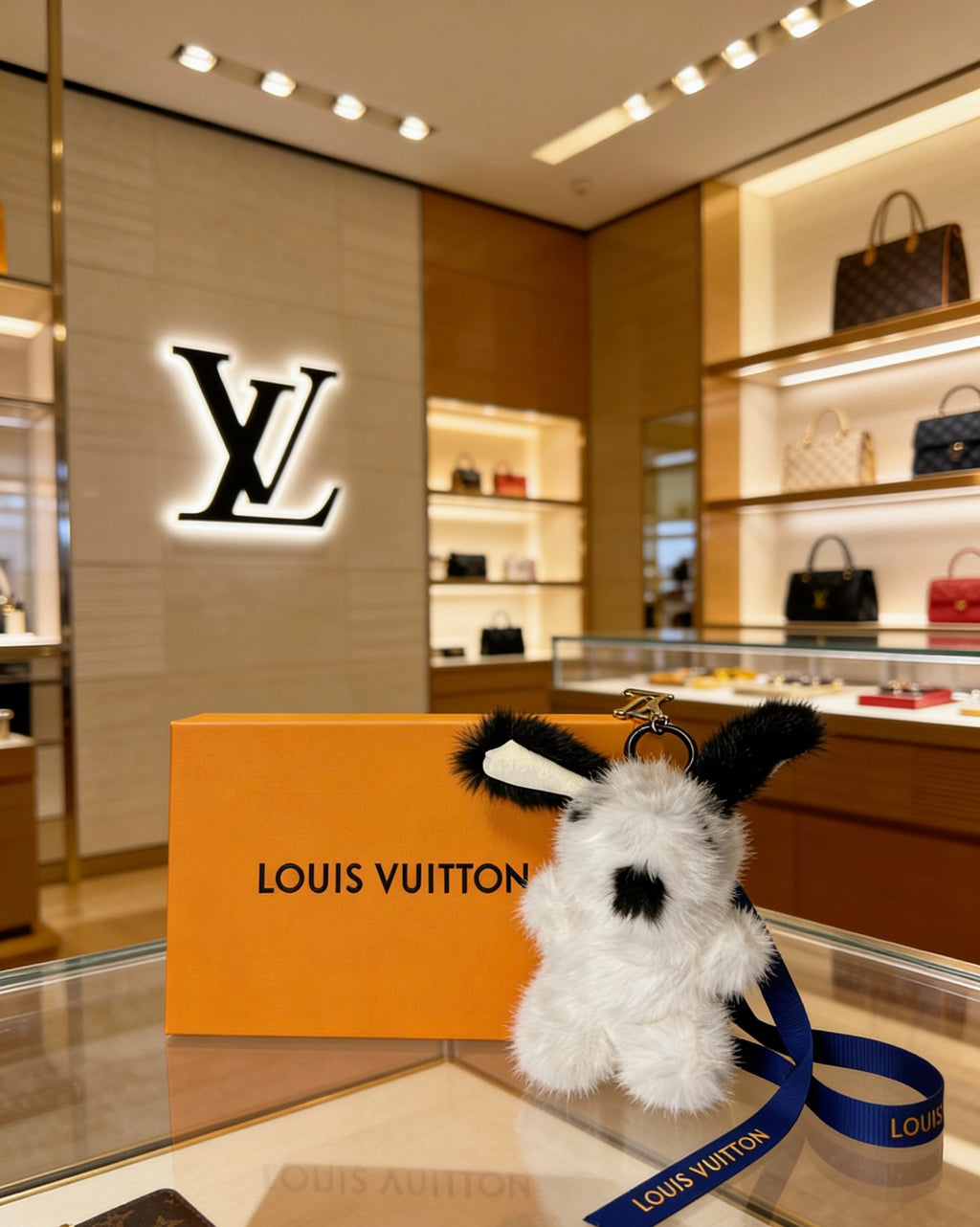 Louis Vuitton White Plush Animal Bag Charm - album image 5
