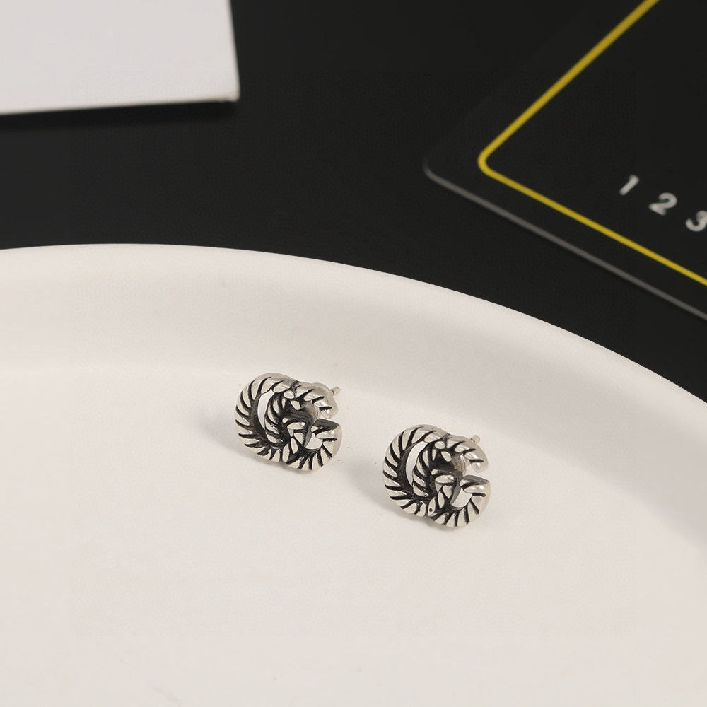 Gucci Dark Silver-Tone Textured GG Stud Earrings - album image 4