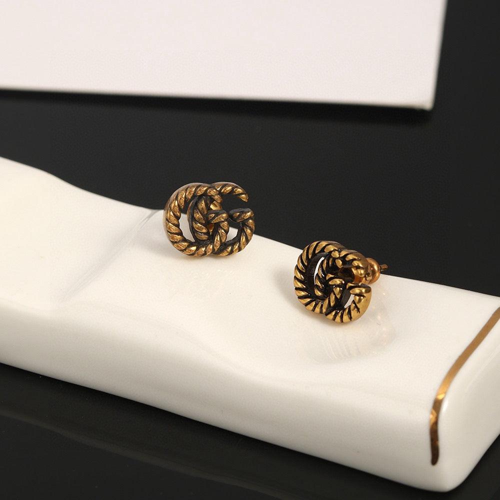 Gucci Dark Silver-Tone Textured GG Stud Earrings - album image 2