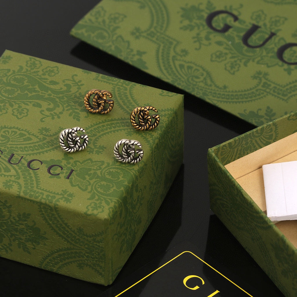 Gucci Dark Silver-Tone Textured GG Stud Earrings - album image 3