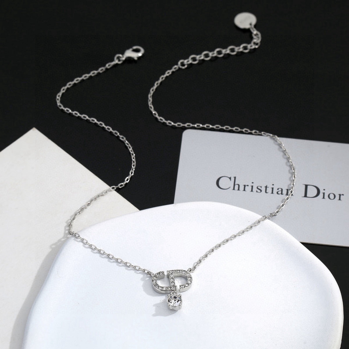 Dior Silver-Tone Bow Pearl-Look Necklace - product image 1
