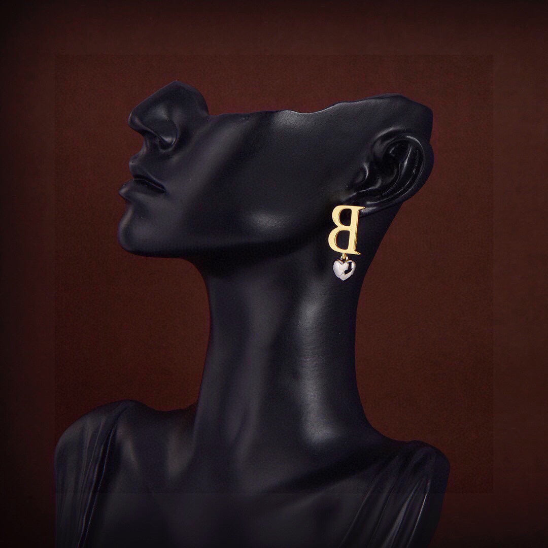 Balenciaga Gold-Tone BB and Crystal Drop Earrings - album image 3