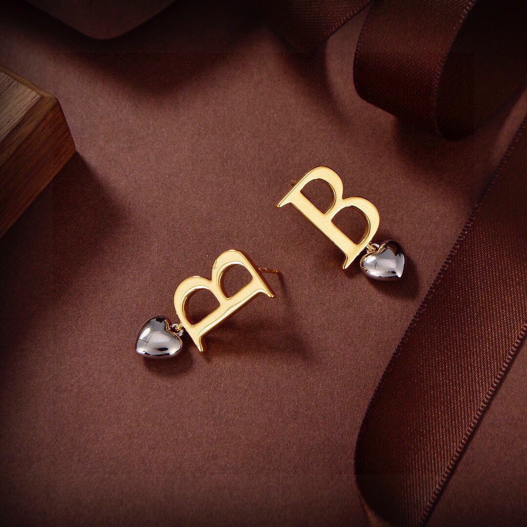 Balenciaga Gold-Tone BB and Crystal Drop Earrings - album image 5