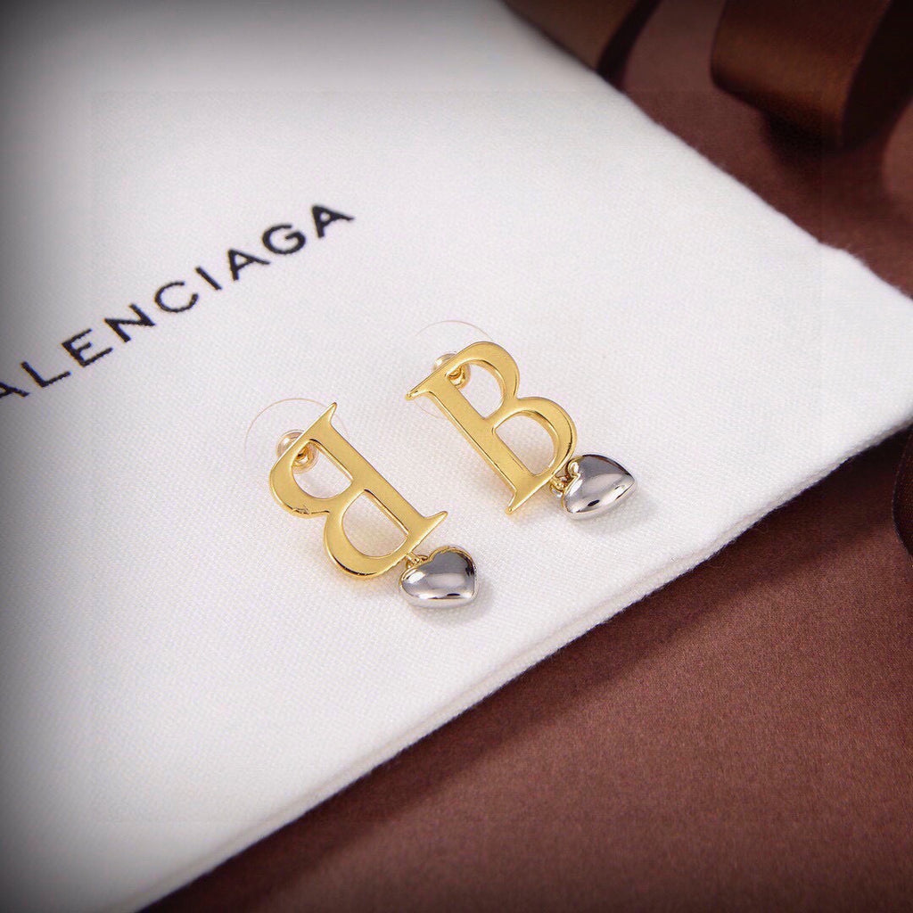 Balenciaga Gold-Tone BB and Crystal Drop Earrings - album image 6