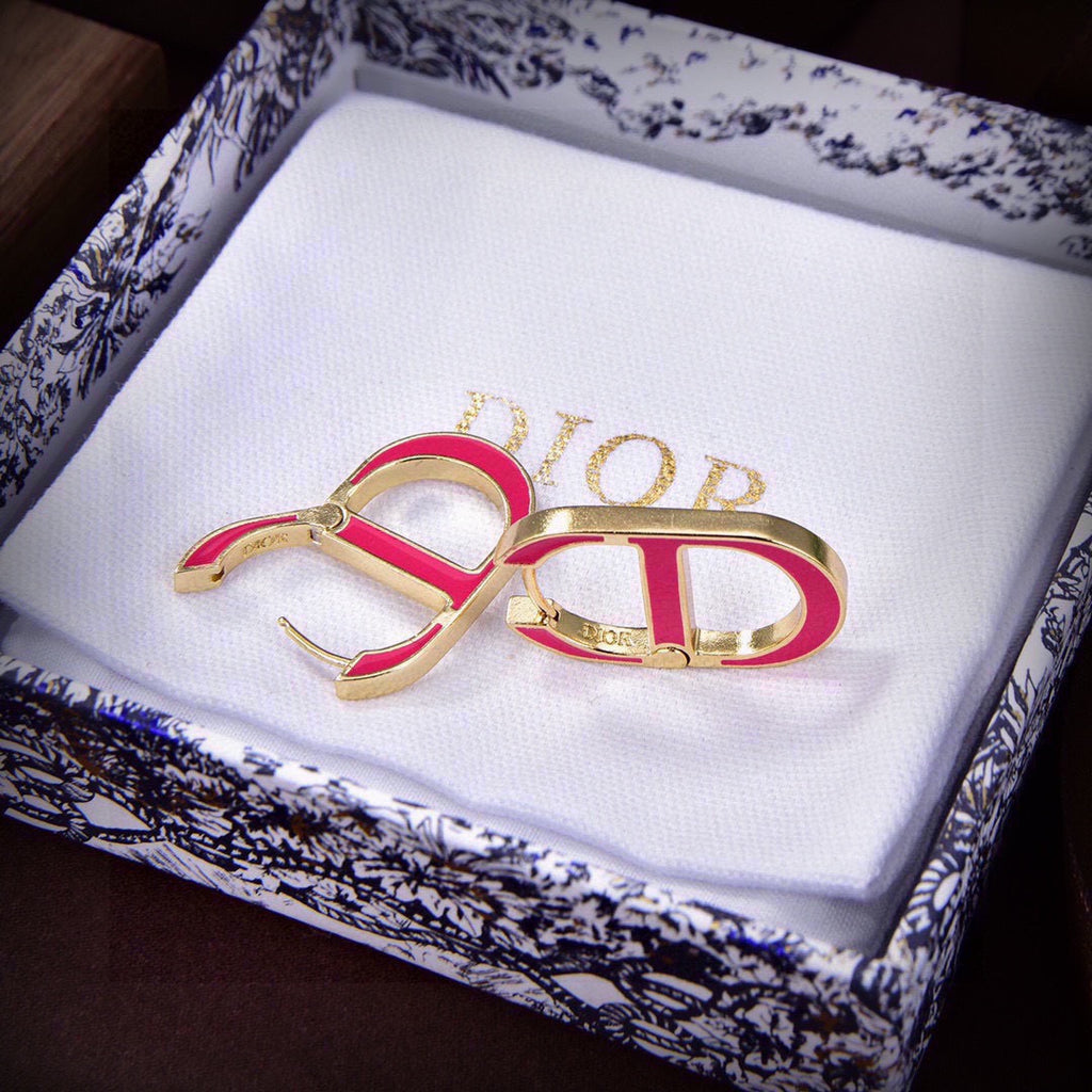 Dior Red-Accent Open CD Earrings - product image 3
