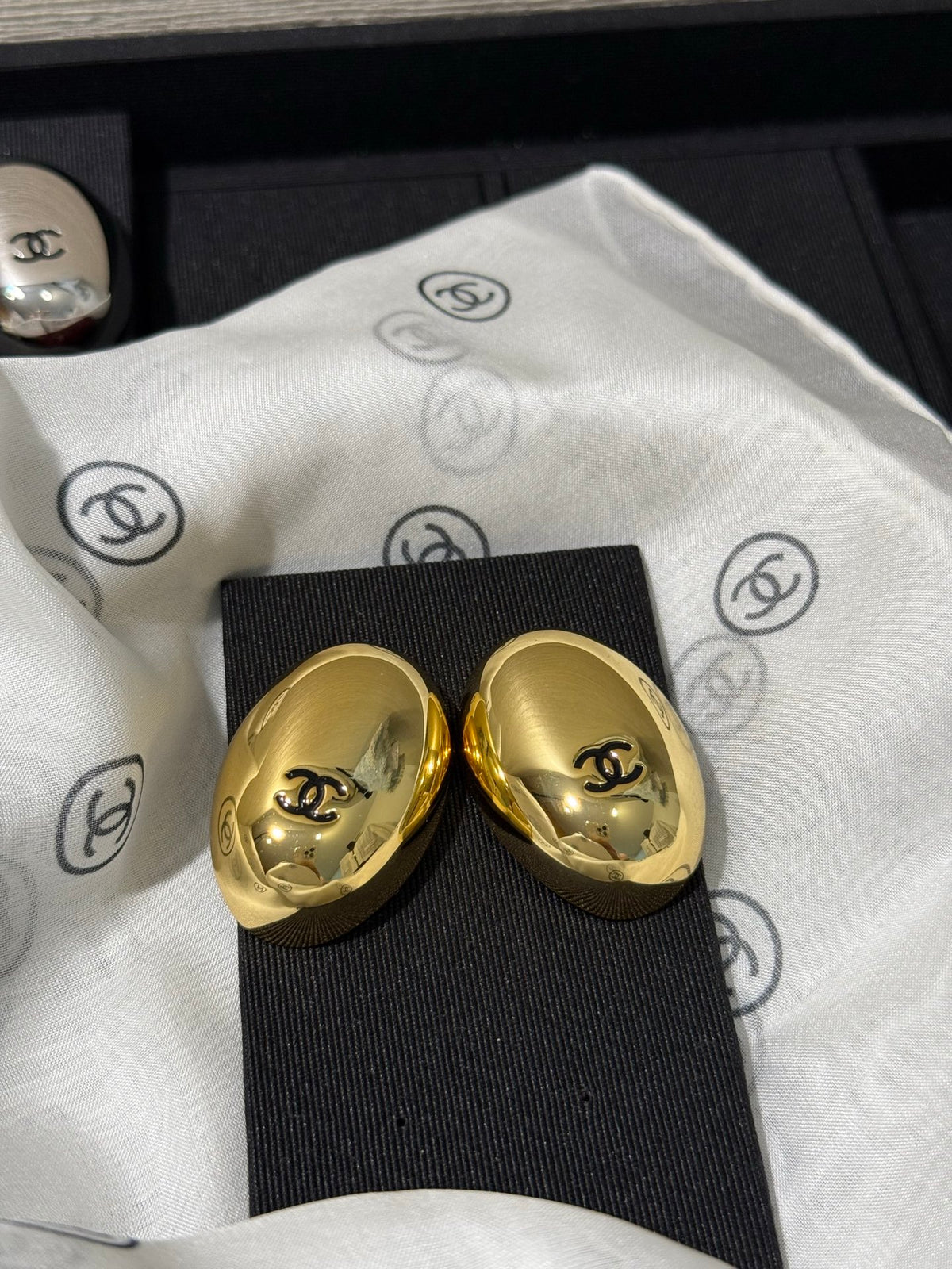 Chanel Interlocking C Enamel Gold-Tone Earrings - album image 1