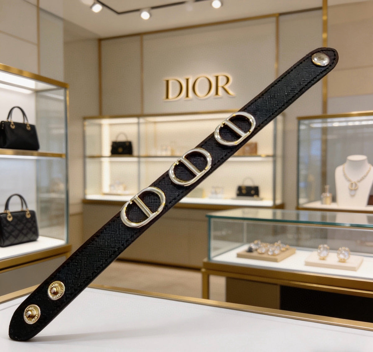 Dior Black Strap Repeating CD Bracelet - product image 2