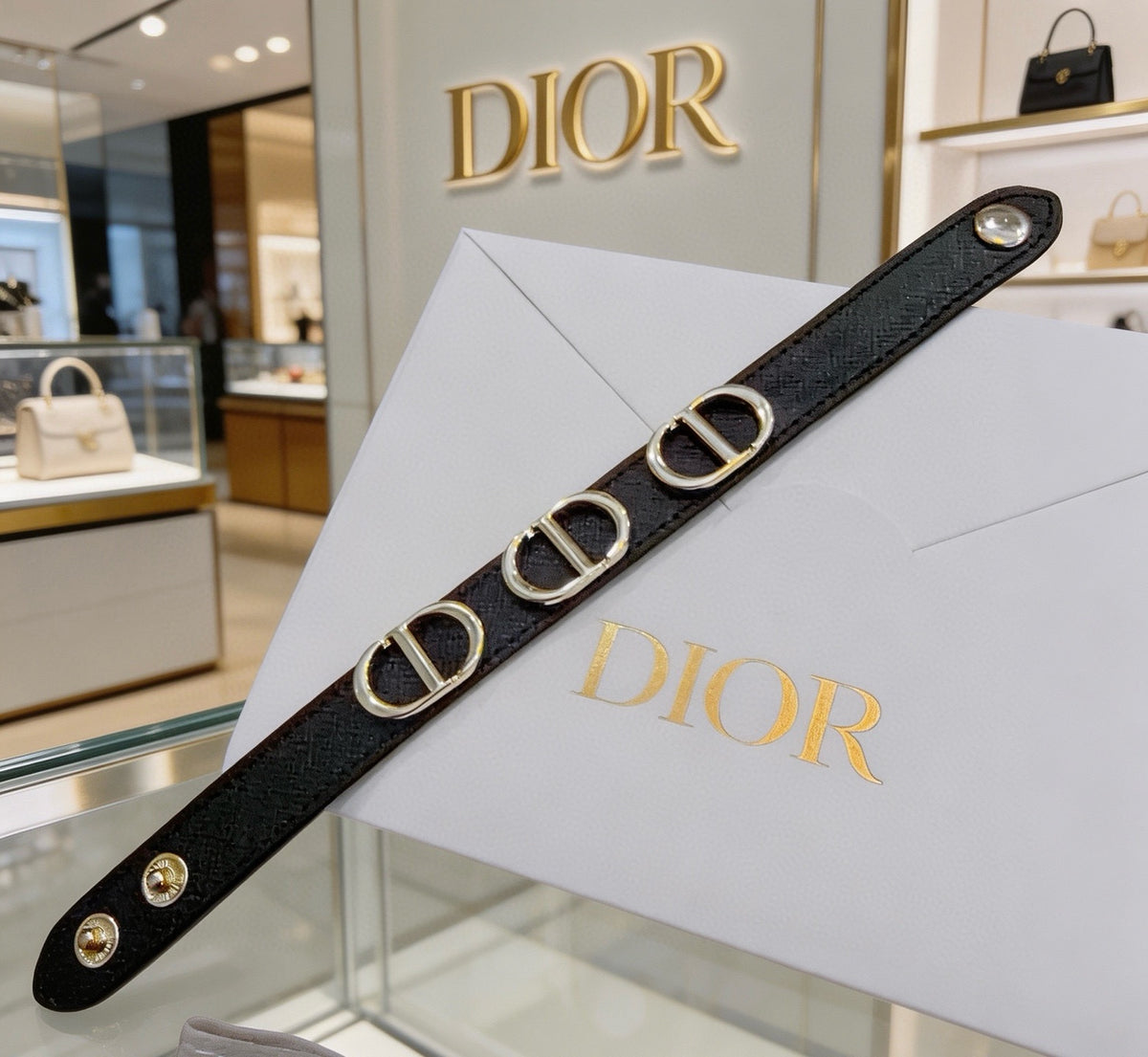 Dior Black Strap Repeating CD Bracelet - product image 4