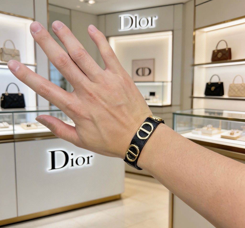 Dior Black Strap Repeating CD Bracelet - product image 6