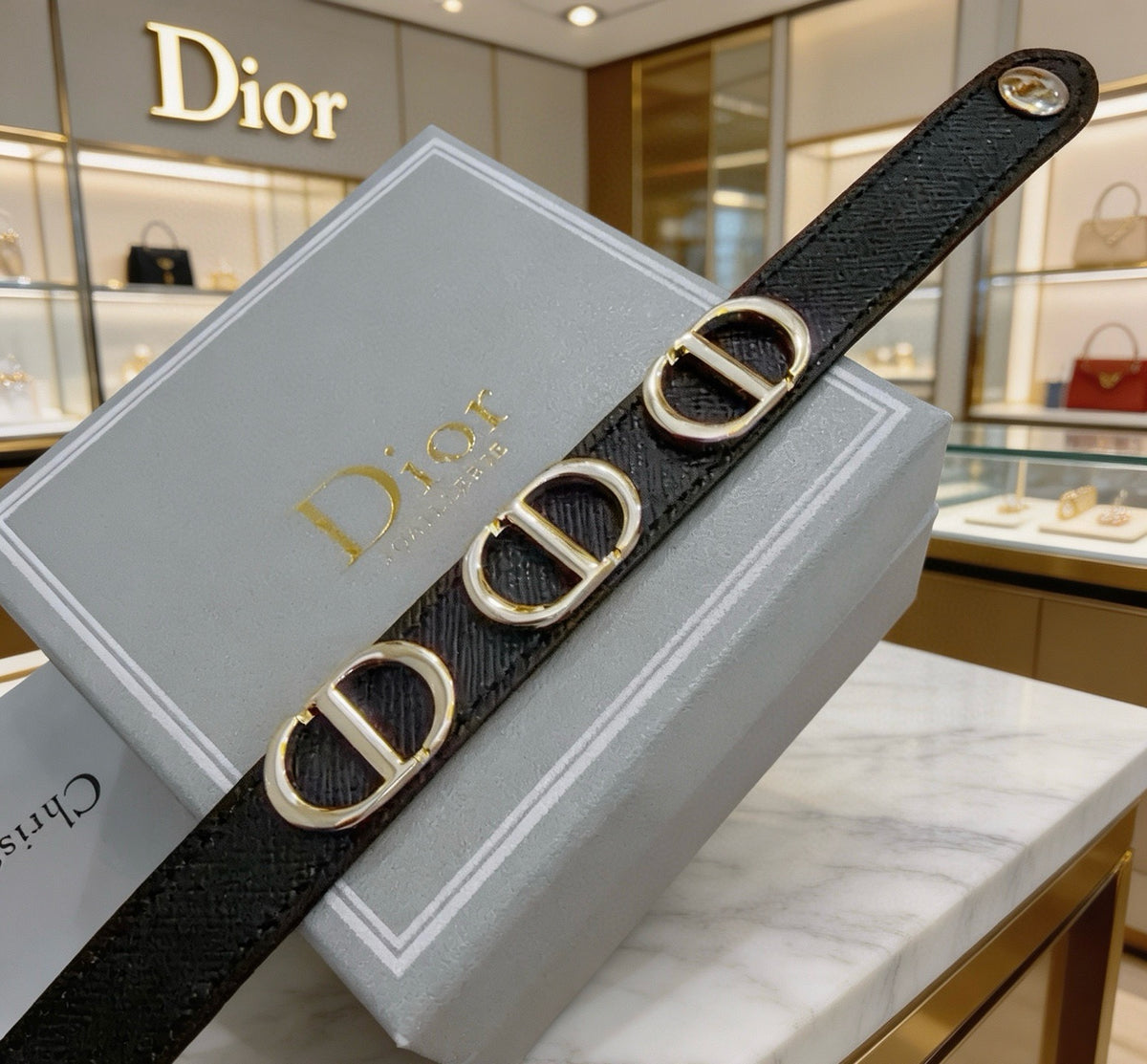 Dior Black Strap Repeating CD Bracelet - product image 7