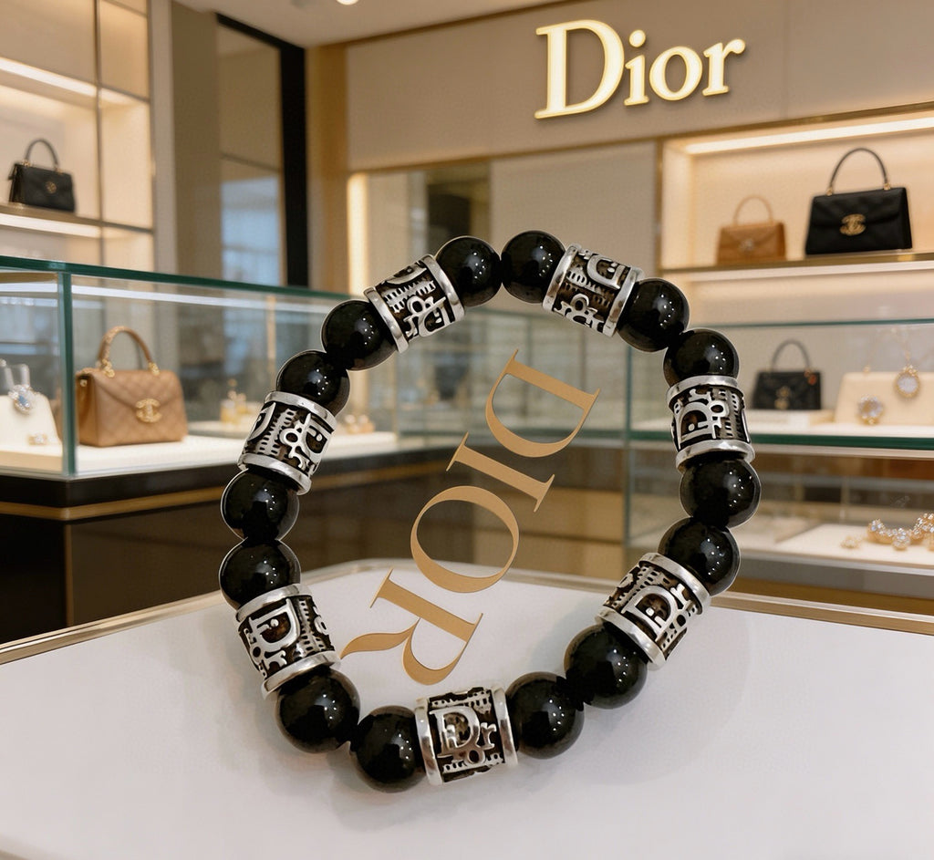 Dior Black Bead Engraved Spacer Bracelet - product image 8