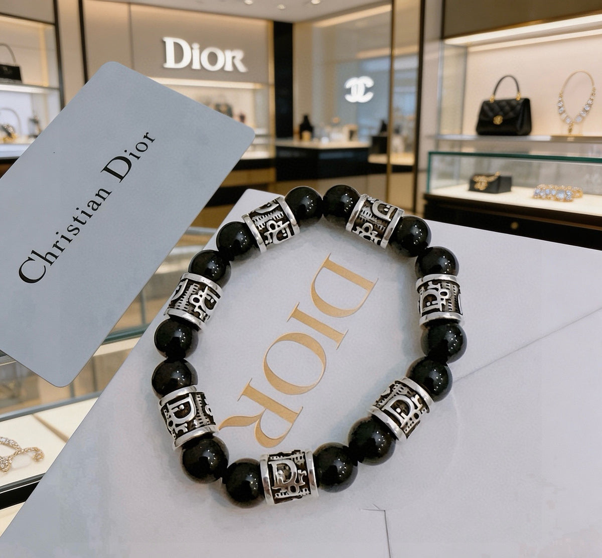 Dior Black Bead Engraved Spacer Bracelet - product image 4