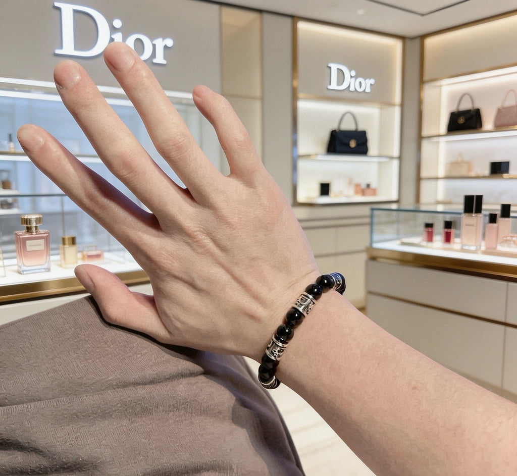 Dior Black Bead Engraved Spacer Bracelet - product image 3