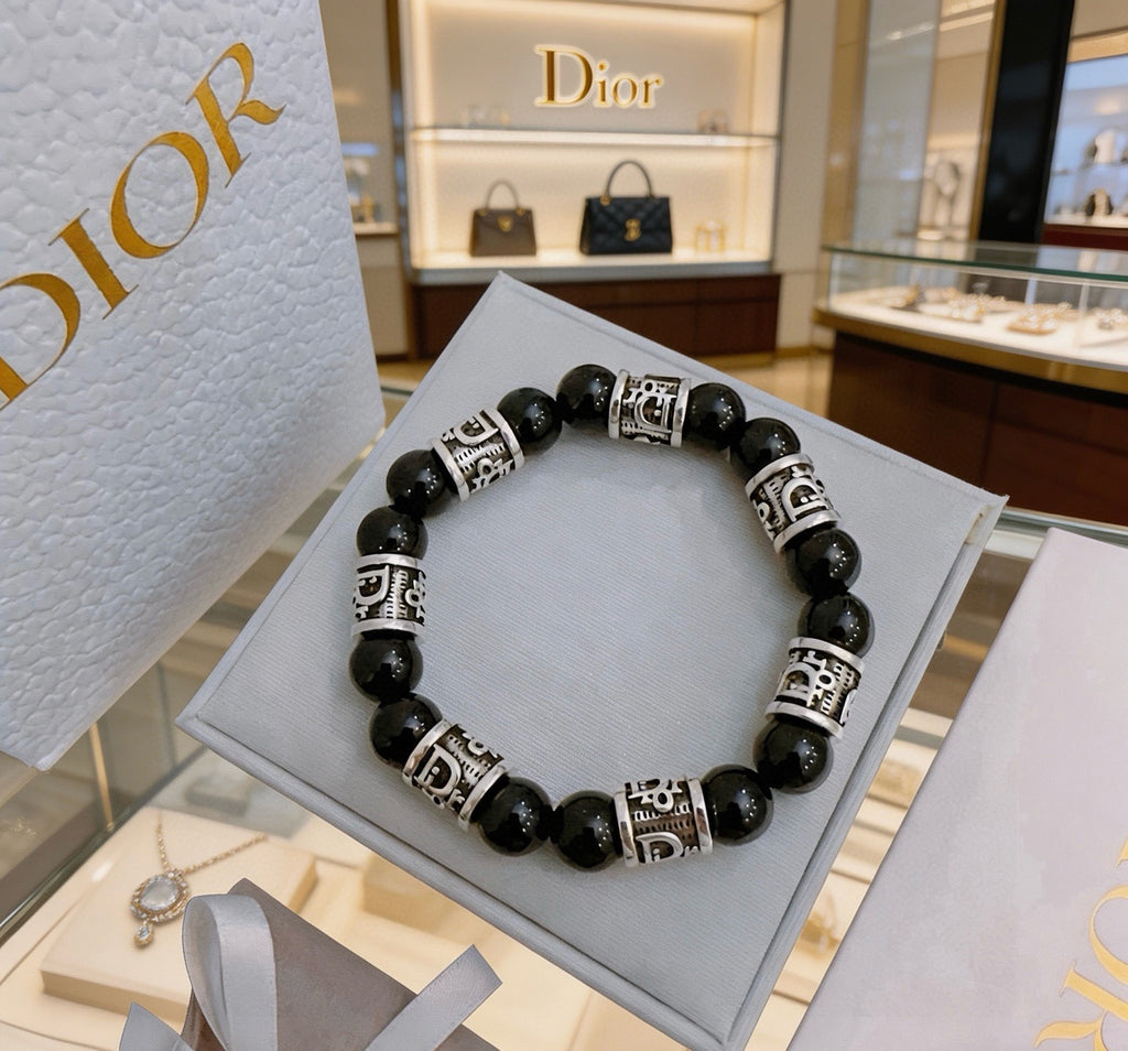 Dior Black Bead Engraved Spacer Bracelet - product image 2